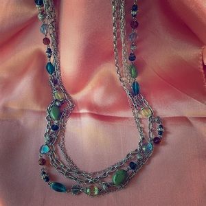Silver tone Multicolored Stone Necklace